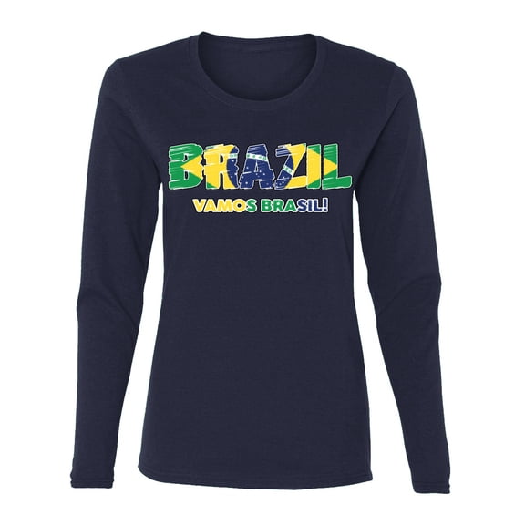 Wild Bobby Brazil Flag Pride Graphic Vamos Brasil Selecao | Unisex Novelty Graphic T-Shirt | Soccer Football Fan Gift for Men Women Graphic Long Sleeve Tee