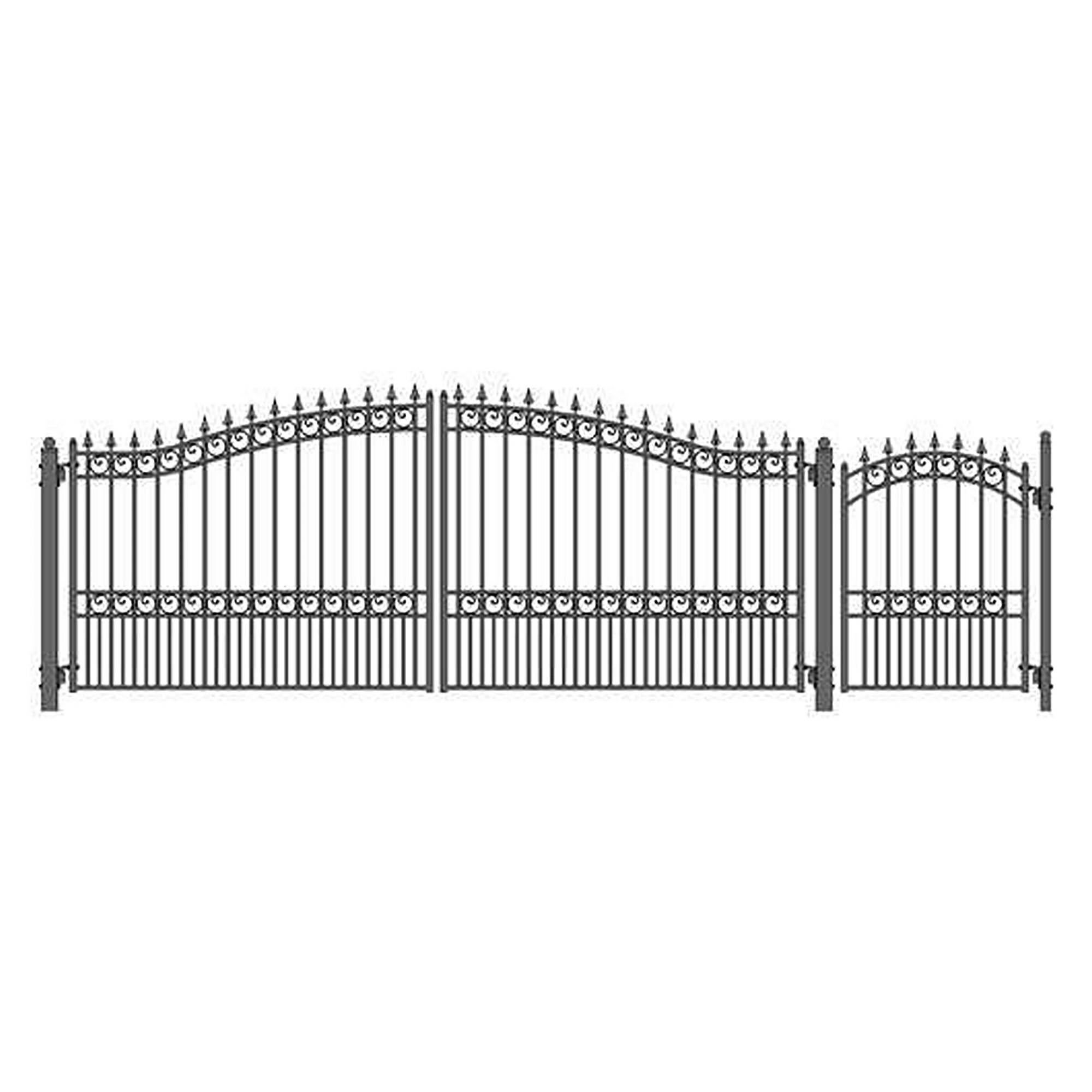 ALEKO London Stye Driveway Gates Steel Gate 18 ft and Pedestrian Gate