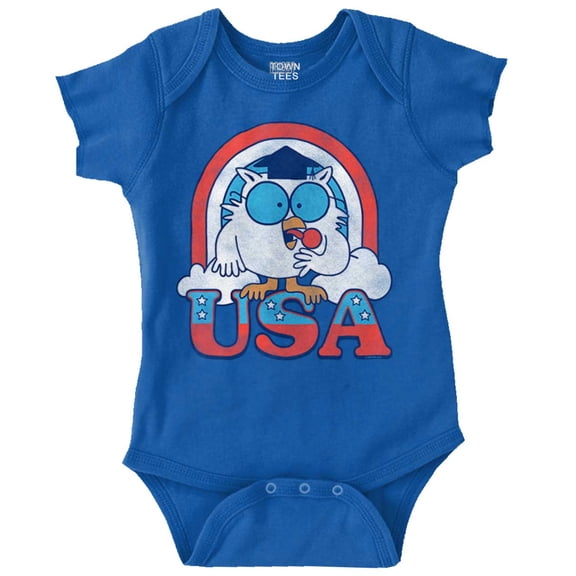 Tootsie Mr Owl American Patriot USA Romper Boys or Girls Infant Baby Brisco Brands 12M
