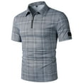 thumbnail image 4 of Sakmal Polo Shirts for Men Breathable Zip Neck Short Sleeve Tshirts Plaid Dressy Casual Gray Shirts for Men L, 4 of 8