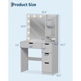 thumbnail image 2 of Vanity Desk with Mirror and Lights - Makeup Vanity Desk with 4 Drawers, Built-in Power Outlet & USB, Adjustable LED Lighting, Makeup Table for Bedroom, 2 of 7