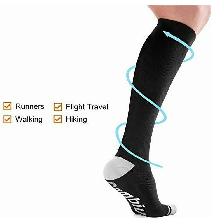 CAMBIVO Compression Socks for Men & Women 3 Pairs, Compression Support  Stockings, Flight Socks for Calf Support, Running,Travel, Crossfit, Cycling  