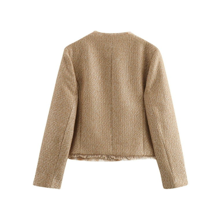 Olyvenn Women Tweed Jacket Frayed Cropped Jacket Womens Olyvenn Women Tweed Jacket Frayed Cropped Jacket Womens