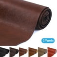 thumbnail image 1 of 3 Yards 54" Wide Vinyl Fabric Thick Marine Grade Faux Leather Fabric Heavy Duty PU Leather Fabric Cotton Back Home Decor Fabric for Hand Crafts DIY Craft Upholstery, Chocolate Brown, 1 of 6