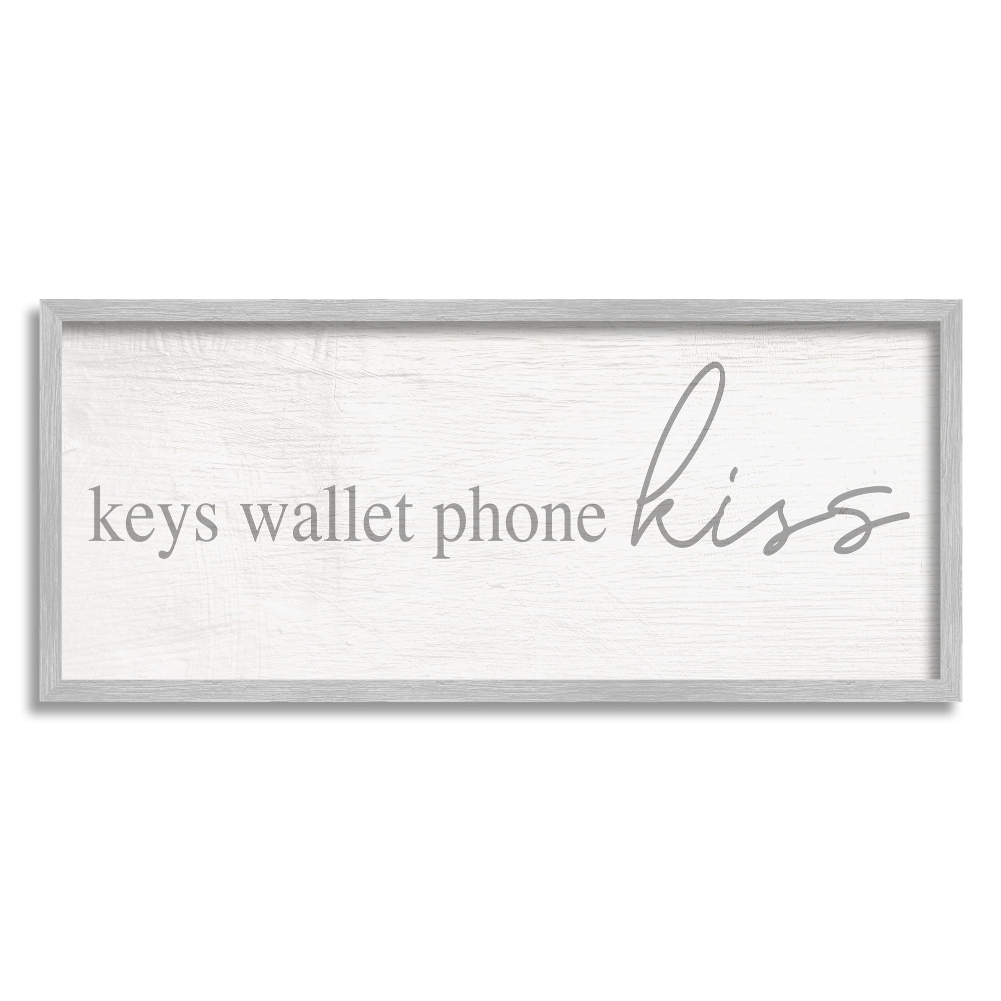 Stupell Industries Keys Wallet Phone Kiss Rustic Romantic Phrase, 30 x 13, Design by Daphne Polselli