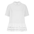 thumbnail image 4 of AherBiu Womens Summer Tops Lapel Short Sleeve Hollow Ruffle Boho Shirts Lightweight Cute Blouse Solid Color, 4 of 6
