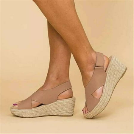 

Women Open Toe Breathable Beach Sandals Casual Solid Color Wedges Shoes