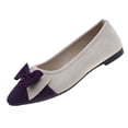 thumbnail image 2 of Miluxas Women’s Color Block Bow Pointed Toe Ballet Flats, Slip On Casual Dress Shoes, Soft Cushioned Walking Loafers Purple 7(39), 2 of 9