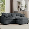 thumbnail image 2 of JERFIT Modern Corduroy Loveseat Sofa with Ottoman, Grey 2-Seater Couch for Small Spaces, Compact Apartment Living Room Furniture, 2 of 10