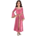 thumbnail image 1 of iefiel Robe en Velours pour Filles, Robe Longue Médiévale Rétro à Motifs pour Halloween, Robe de Bal Maxi Rose 8, 1 of 6
