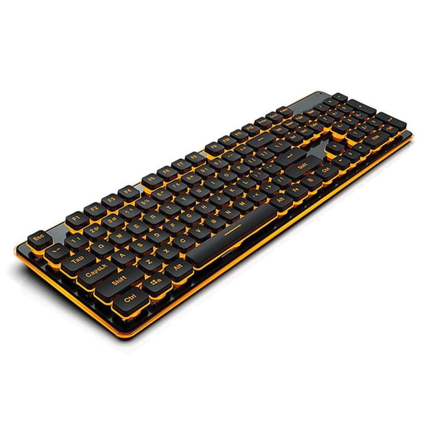Langgg USB Wired Gaming Keyboard Orange Light Backlit Waterproof Silent Mechanical Keypad 104 Keys Luminous Keypads Entertainment