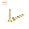 thumbnail image 3 of Uxcell 20Pack M4 x 25mm Brass Slotted Drive Flat Head Wood Screws Self Tapping Screw, 3 of 6