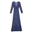thumbnail image 3 of Puntoco Vestido De Mujer Con Encaje Y Pestañas, Manga Corta, Cuello Redondo, Azul Oscuro Xxxl,Regalos Para Mujer Joven, 3 of 5