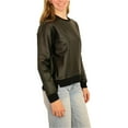 thumbnail image 2 of Elevenparis Womens Faux Leather Sweatshirt, Black, Small, 2 of 4