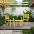 thumbnail image 5 of 3 Piece Patio Bistro Set, Outdoor Steel Furniture Set, Stackable Modern Conversation Sets for Balcony Garden Deck Patio w/2 Chairs 1 Table, Yellow, 5 of 6