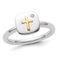 thumbnail image 1 of Sterling Silver Cross Ring with Yellow Cross and Accent Diamond, 1 of 5