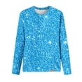 thumbnail image 4 of Lovskoo Long Sleeve Shirts for Women Spring Fall Sparkly Sequin Printed Round Neck Pullover Casual Blue M, 4 of 5