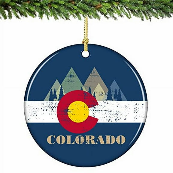 Colorado State Flag Vintage Christmas Ornament Porcelain 2.75 Inches