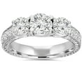 thumbnail image 1 of 1 3/4ct Vintage Three Stone Round Diamond Engagement Ring 14K White Gold, 1 of 3