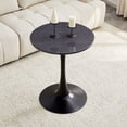 thumbnail image 3 of S-HOME Round Dining Table 23.6 Inch Circle Tulip Design With Thickened Top And Metal Pedestal For Living Room And Kitchen Use，Black+Gery, 3 of 11