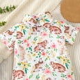 thumbnail image 6 of LIJCC Toddler Baby Boys Easter Clothes Summer Little Rabbit Print Short Sleeved Lapel Shirt Top and Shorts 2 Piece Set(Brown,18-24 Months), 6 of 6