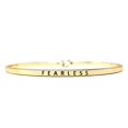 thumbnail image 2 of Me Plus Inspirational Fearless Positive Message Engraved Thin Bangle Hook Bracelet (Gold, Brass), 2 of 4