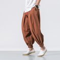 thumbnail image 2 of CENL Fashion Oversize Men Loose Harem Pants Linen Sweatpants Casual Trousers Male, 2 of 9
