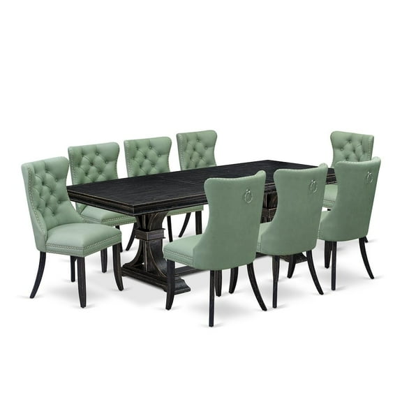 Luxe by East West Furniture 9 Pieces Dining Table Set a Rectangle Table and 8 Dining Chairs