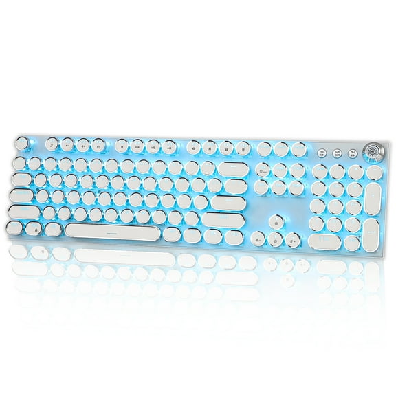 Hnjugfe Mechanical Gaming Keyboard with 4-Color Mouse Light & Tea Switch, Multi-Functional Volume Knobs