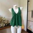 thumbnail image 6 of Deep V-Neck Tank Tops for Women Sleeveless Blouse with Open Back Tie Detail Cute Peplum Cami Going Out Tops for Summer Comfort Wear, 6 of 8