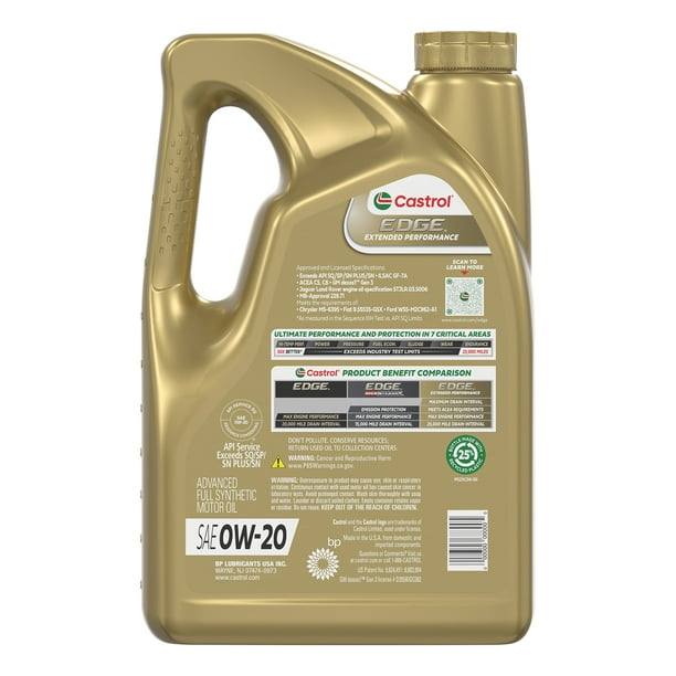 Castrol EDGE 0W-20 Oil | Heavy machinery lubricants - Walmart