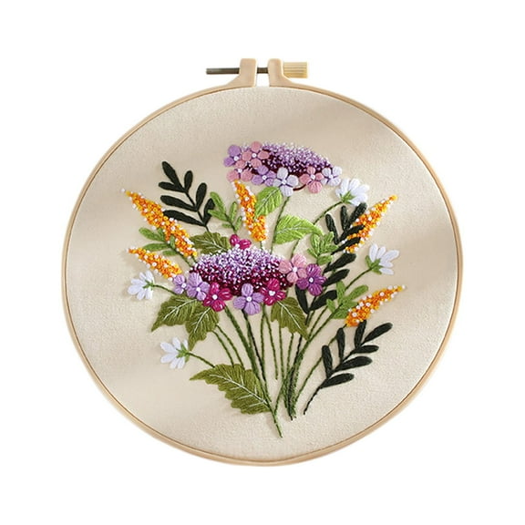 Embroidery Kits for Beginners Hand Embroidery Colorful Flower Plant Diy Kits with Embroidery Hoops Needles Threads