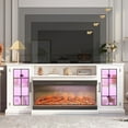 thumbnail image 3 of Festisoul 75'' TV Stand with 40'' 3-Sided Glass 750W/1500W Electric Fireplace 12-Color LED Flame and 5 Brightness Modes, 3 of 7