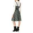 thumbnail image 3 of INSPIRE CHIC Women's Suspender Dress Retro Plaid Square Neck A-Line Midi Overall Dress XL Green, 3 of 6