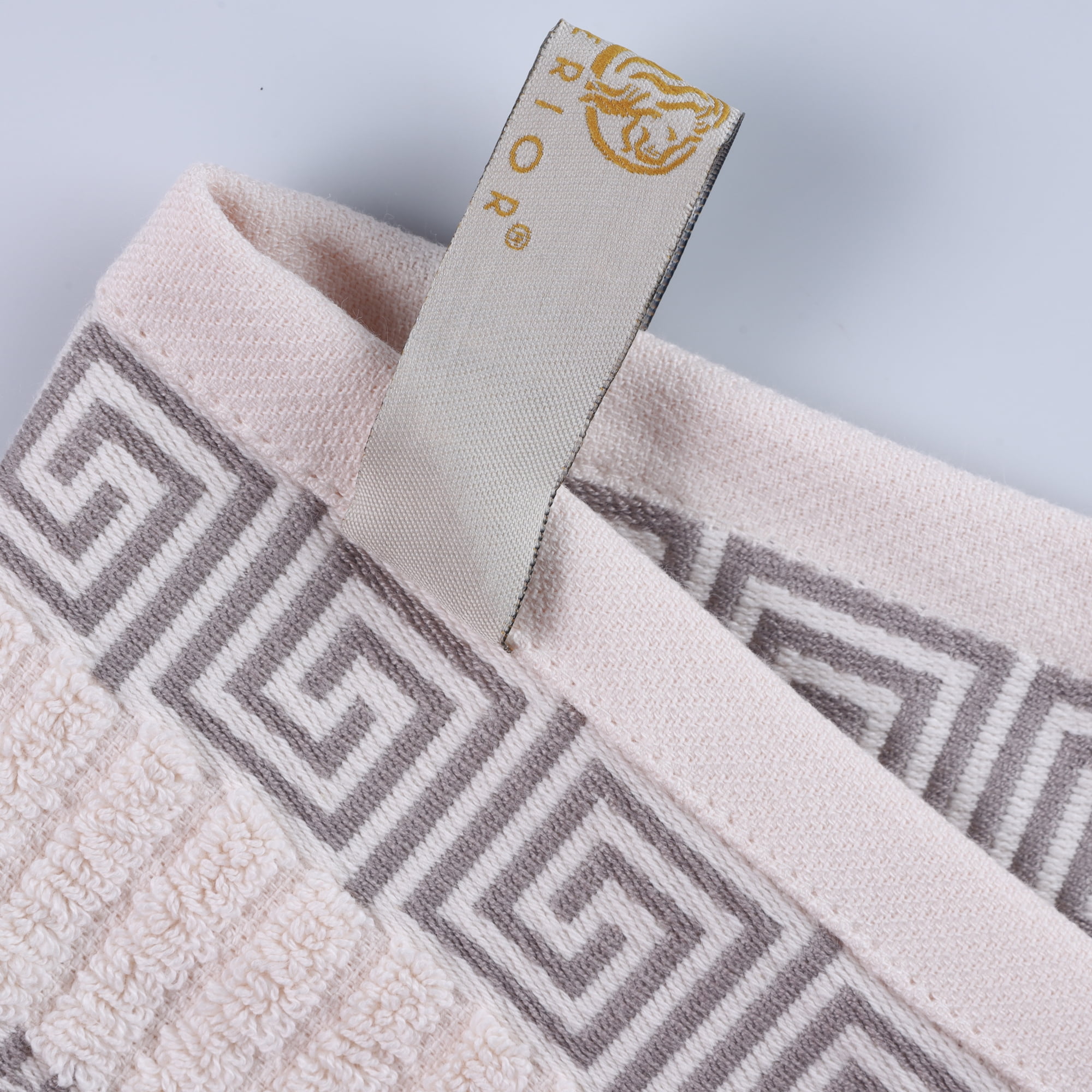 Decorative Assorted 8-Piece Cotton Luxury Bath Towel Set for Bathroom, 13" x 13”, 16” x 30”, 30” x 52”, Ivory-Chrome by Blue Nile Mills