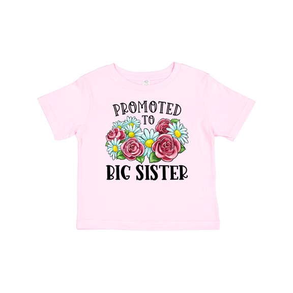 Inktastic Promoted to Big Sister with Flowers Girls Baby T-Shirt