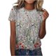 thumbnail image 2 of ICHUANYI Clearance Women's Fashion Printed T-shirt Short Sleeves Blouse Round Neck Casual Tops(Gray, L) ICHUANYI WER2023080710387, 2 of 4