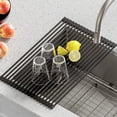 thumbnail image 2 of KRAUS Multipurpose Over-Sink Roll-Up Dish Drying Rack, Colander and Trivet in Black, KRM-10BLACK, 2 of 8