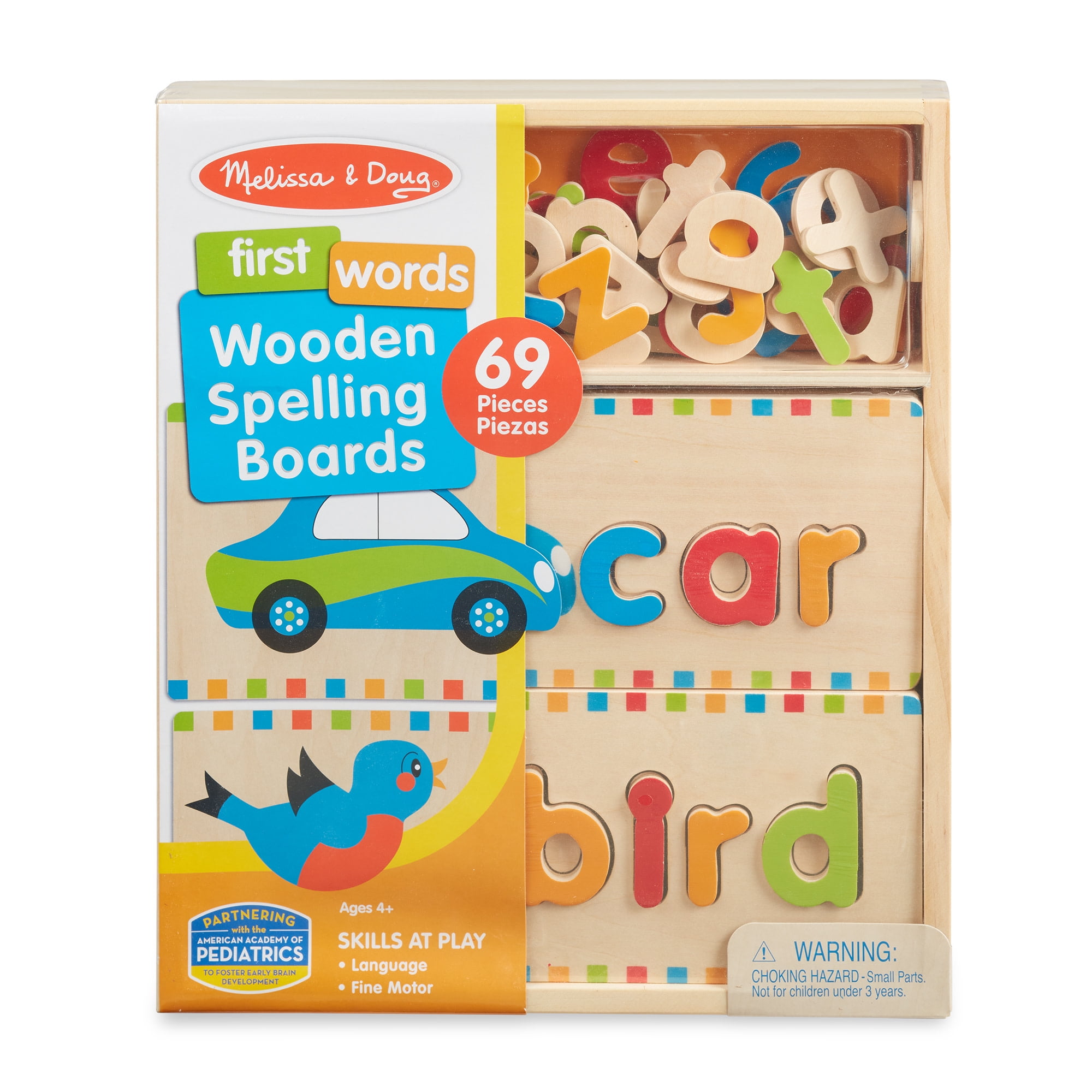 Melissa & Doug First Words Wooden Spelling Boards Letter Matching Activity (69 Pieces)