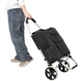 thumbnail image 2 of 40L Heavy Duty Foldable Shopping Cart for Laundry, Groceries, Travel, Beach, Camping & Picnic - Oxford Waterproof Liner, 1 Main + 4 Side Pockets, Silent Wheels, Black, 2 of 9