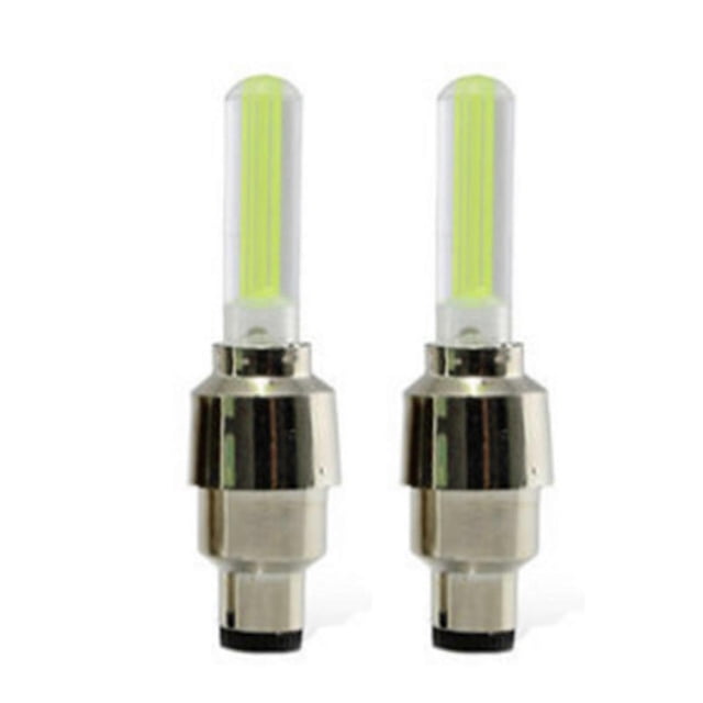 2PCS Motorcycle Wheel Light Tire Valve Stem Cap Lamp Night Riding Decoration Universal for Car Bike Bicycle Yellow