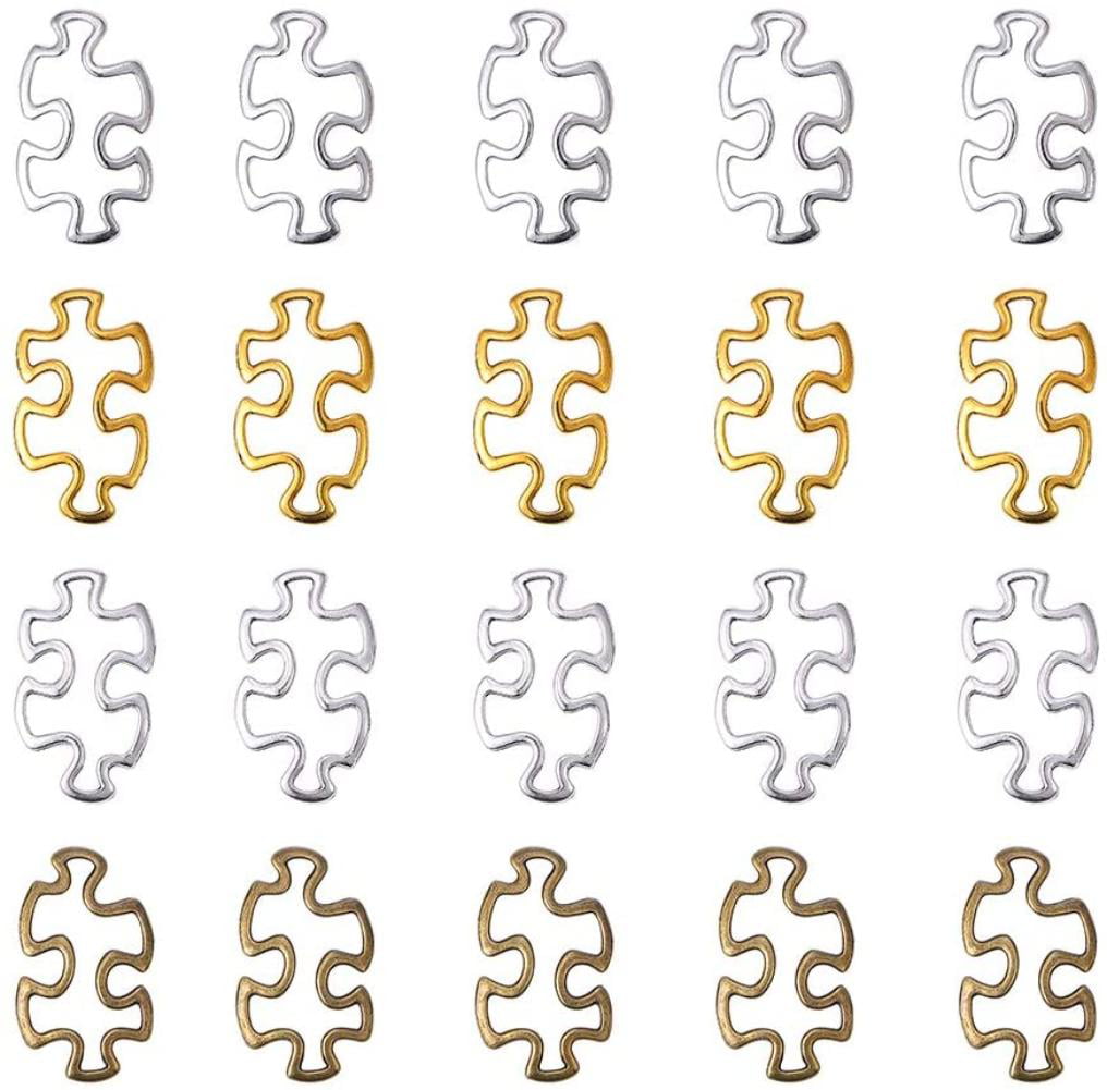 Jigsaw Puzzle Piece Autism Awareness Bronze Dangle Charm for European Bracelets