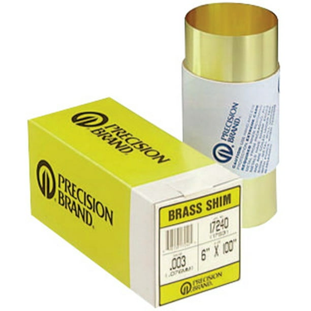 Brass Shim Stock Rolls, 0.1, Brass, 0.003" x 100" x 6"