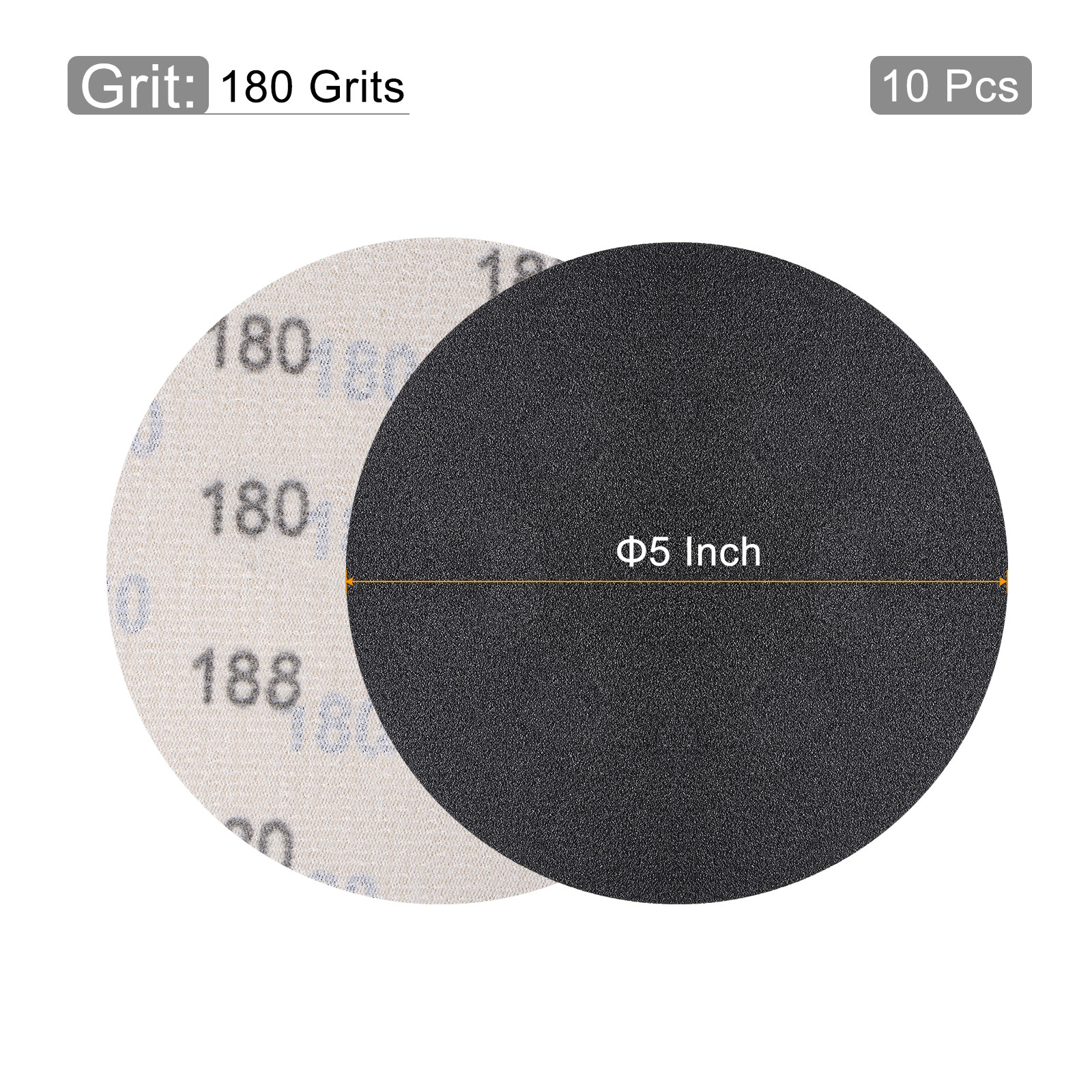 10 Disques De Ponçage 5 Pouces – Grain 180, Carbure De Silicium, Uxcell