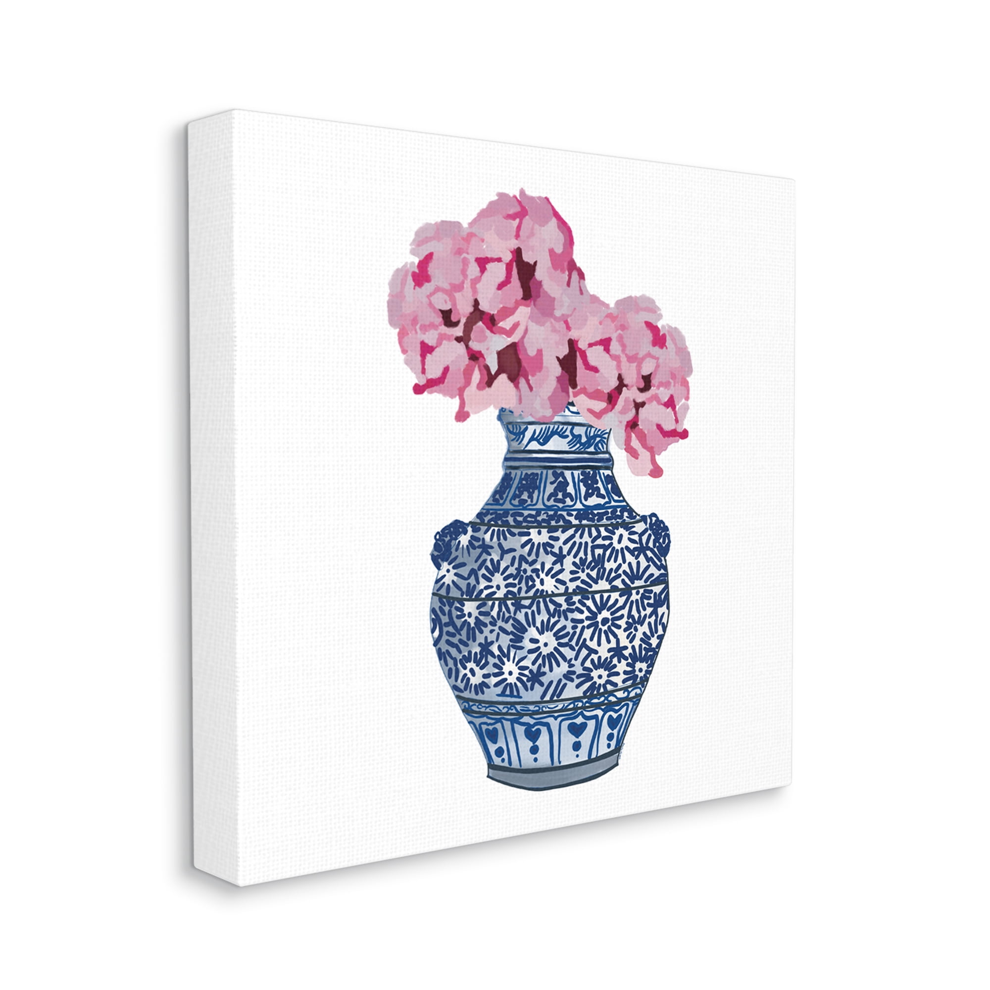 Stupell Industries Modern Floral Ikebana Arrangement Ornate Blue Vase Graphic Art Gallery Wrapped Canvas Print Wall Art, Design by Amelia Noyes