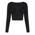 thumbnail image 4 of Blusa Mangas Largas Top de manga larga para mujer, jersey ajustado, Top corto, Top elegante para salir Ygjytge Negro T S para Mujer, 4 of 9