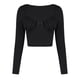 thumbnail image 4 of Blusa Mangas Largas Top de manga larga para mujer, jersey ajustado, Top corto, Top elegante para salir Ygjytge Negro T L para Mujer, 4 of 9