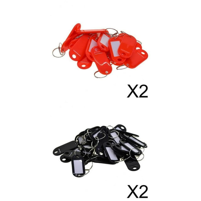 200Pcs Plastic Key Tags Id Card Name Label Car Tags w/ Split Rings Red Black Sunnimix none