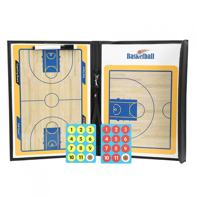 Tablero de entrenamiento de baloncesto de cuero PU impermeable, antideslizante y plegable con pantalla de estrategia magnética