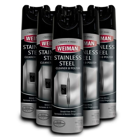 Stainless Steel Cleaner and Polish - 17 Ounce (6 Pack) - Non-Toxic Protects Appliances from Fingerprints and Leaves a Streak-less Shine for Refrigerator Dishwasher Oven Grill